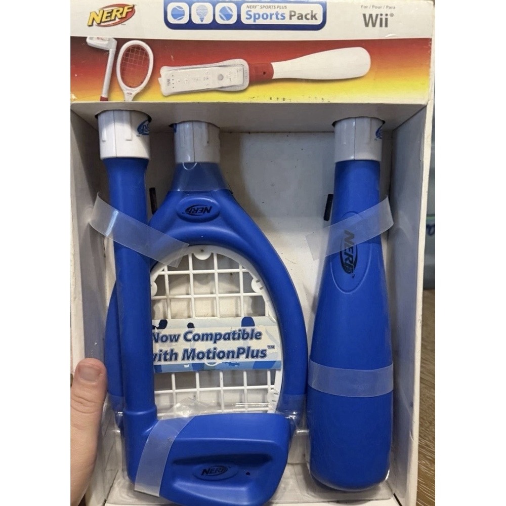 Nerf Wii Sports Pack Blue Golf Club, Tennis Racket, Baseball Bat K-1